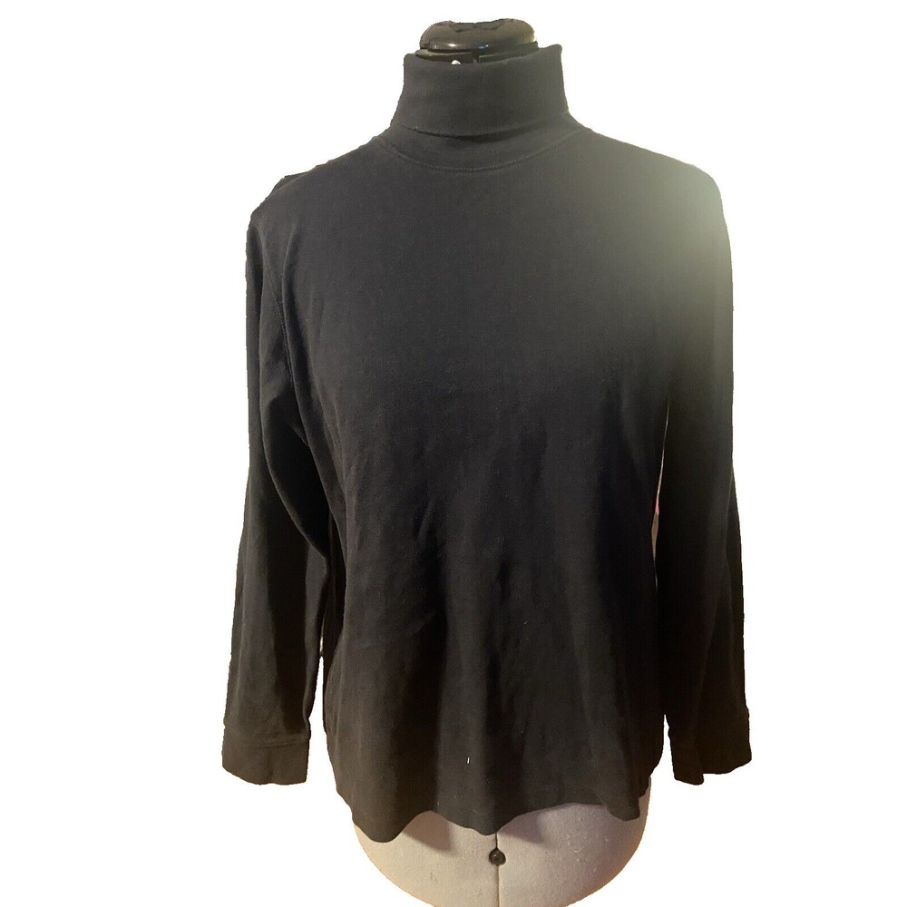 LL Bean Turtleneck women SZ-LG Black camping hiking comfortable